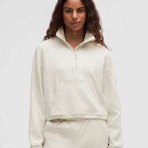 NWOT Lululemon Brushed Softstreme Half Zip in Bone (Size 2)